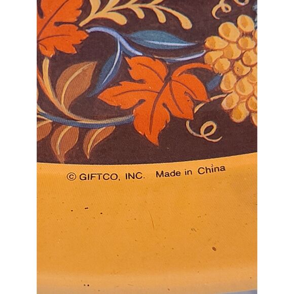 Holiday Turkey Metal‎ Tin Serving Tray Multi Color Gibson Giftco Gallery 1992 - Picture 2 of 5